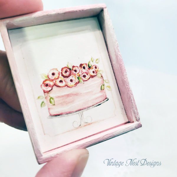 Cake No.4:1 Dollhouse Miniature Handmade Wooden Framed Art image 3