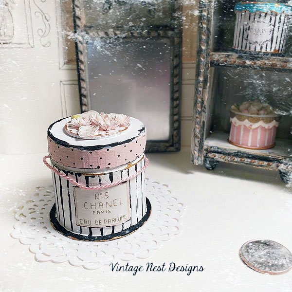 Hat Band Box Pink No.59 Dollhouse Miniature Handmade image 5