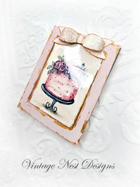 Kitchen Cake No.7:11 Dollhouse Miniature Handmade Wooden Framed Art image 5