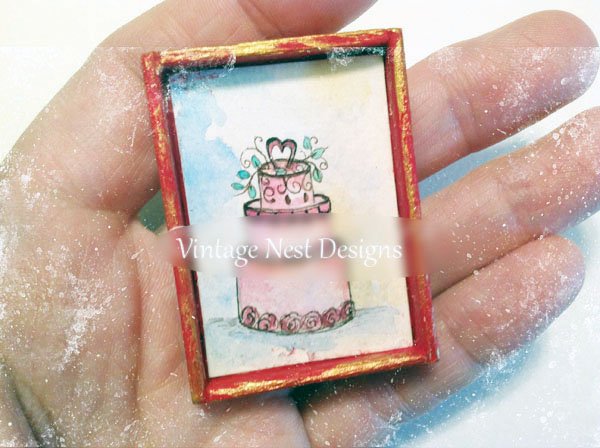 Bakery Cake No.3 Dollhouse Miniature Handmade Original Painting image 1
