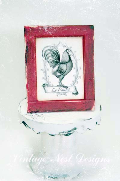 Rooster No.1:1 Dollhouse Miniature Handmade Wooden Framed Art image 3