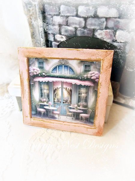 City Life No.5:1:12 Dollhouse Miniature Handmade Wooden Framed Art image 4