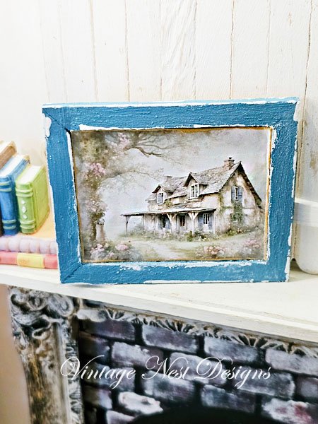 Cottage Farmhouse No.21:1 Dollhouse Miniature Handmade Wooden Framed Art image 4