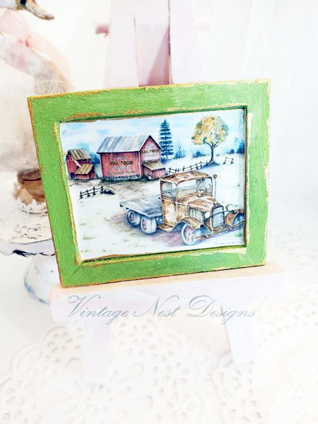 Model A Truck No.1:1 Dollhouse Miniature Handmade Wooden Framed Art image 4