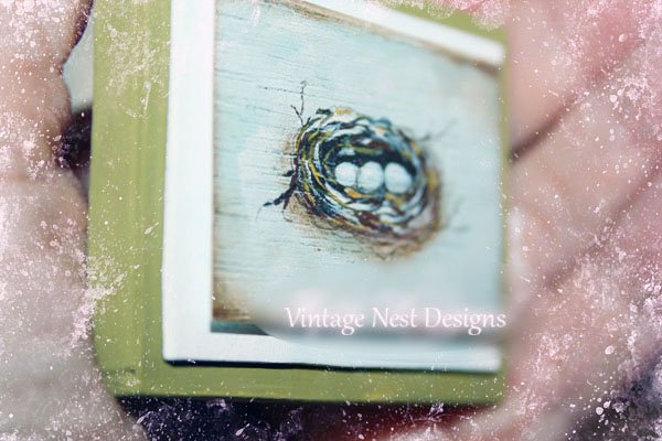 Bird Nest No.13 Dollhouse Miniature Handmade Wooden Framed Art image 3