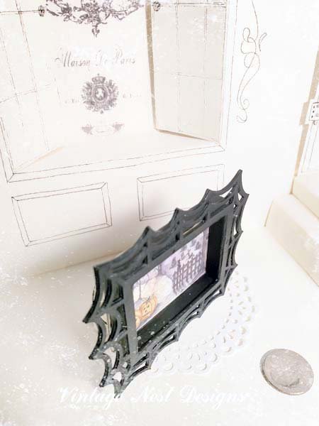 Pumpkins in the Woods No.1:1 Dollhouse Miniature Handmade Wooden Framed Art image 6