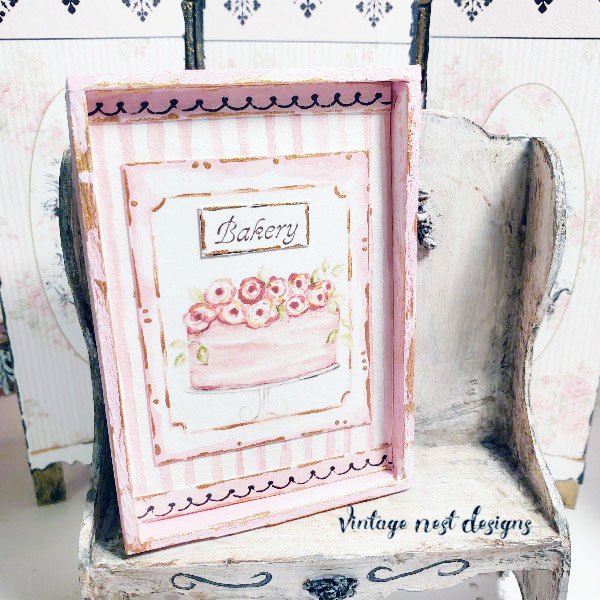Cake No.4:2 Dollhouse Miniature Handmade Wooden Framed Art image 7