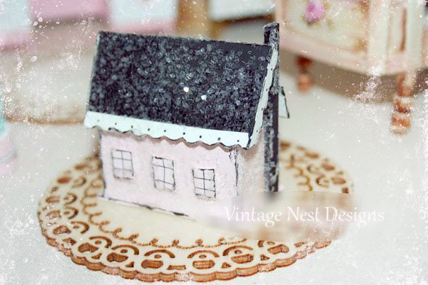 Pink Glittered House No.4 Handmade Miniature image 3