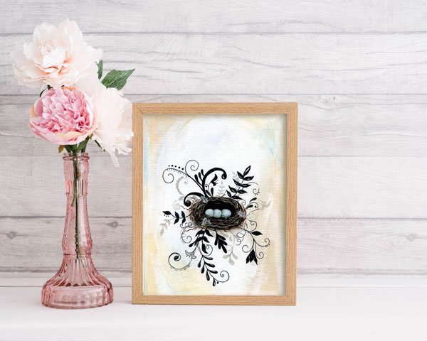Bird Nest Flourishes No.1 Digital Prints Acrylic Painting image 3