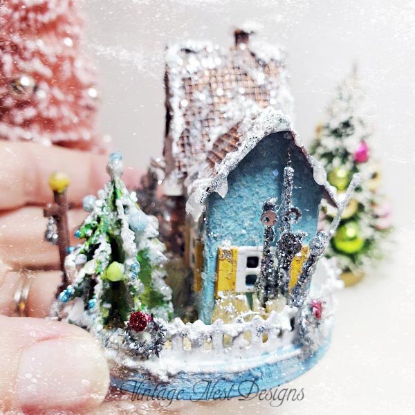 Christmas Putz Glitter Holiday House No.5 Handmade image 6