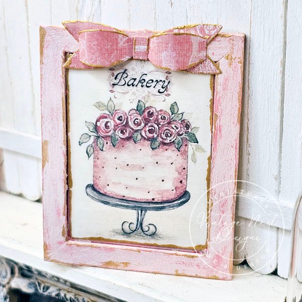 Kitchen Cake No.7:10 Dollhouse Miniature Handmade Wooden Framed Art image 6