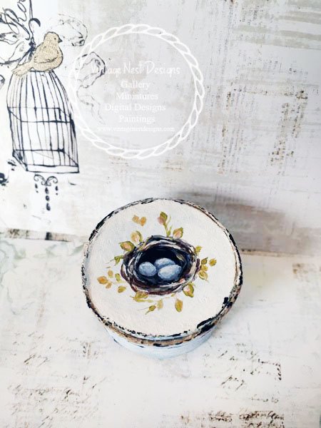 Bird Nest Box Round No.4 Dollhouse Miniature Handmade image 0