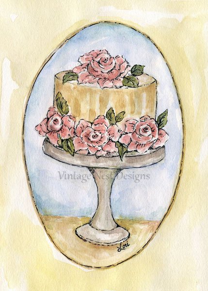 Cake No.11 Digital Prints Watercolor Painting image 0
