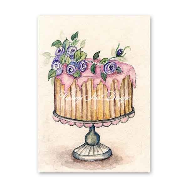 Cake No.6 Digital Prints Watercolor Painting image 2
