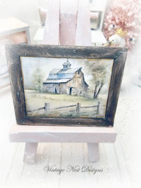 Old Country Barn No.1:1 Dollhouse Miniature Handmade Wooden Framed Art image 4