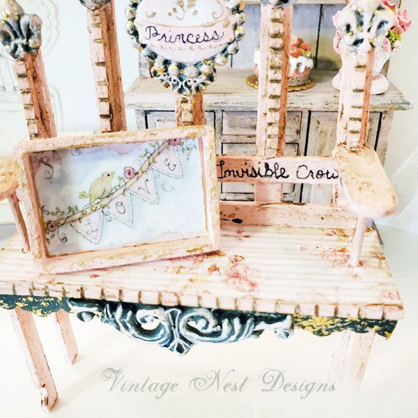 Love Bird No.1:1 Dollhouse Miniature Handmade Framed Wooden Art image 6