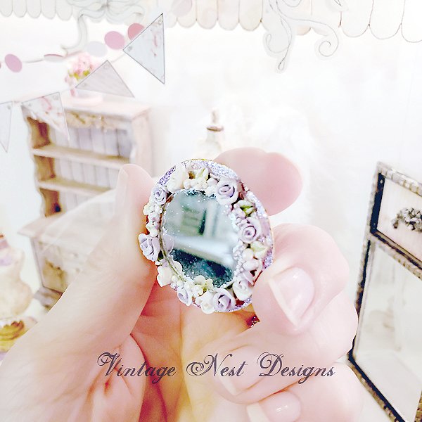 Vanity Mirror No.3 Dollhouse Miniature Porcelain Handmade image 3