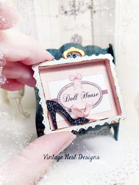 Dollhouse Shoes Sign No.1 Miniature Handmade Framed Art image 2