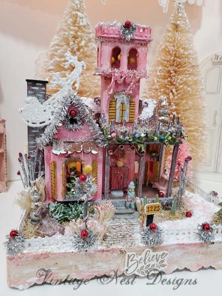 Putz Glitter Holiday House Victorian Mansion No.2 Handmade Miniature image 10