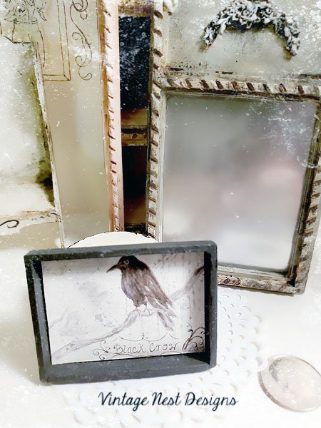 Black Crow No.1:1 Dollhouse Miniature Handmade Framed Art image 4