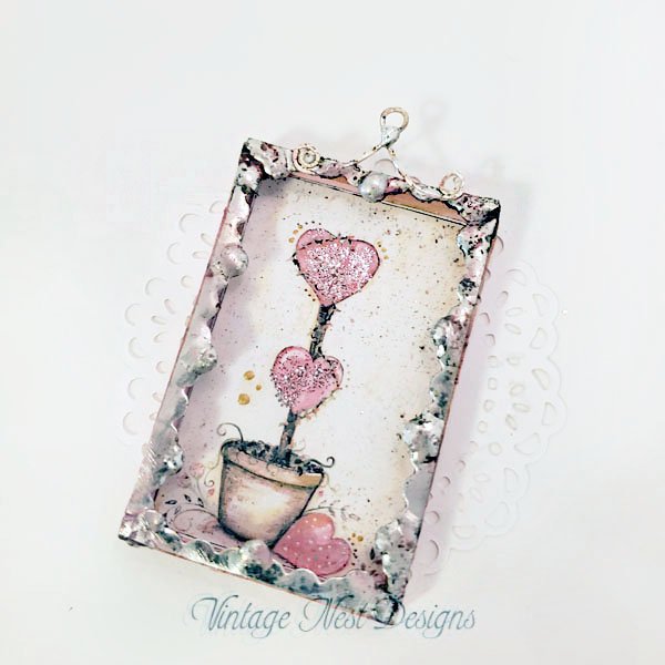 Metal Framed Valentine Topiary No.2 Dollhouse Miniature Handmade image 4