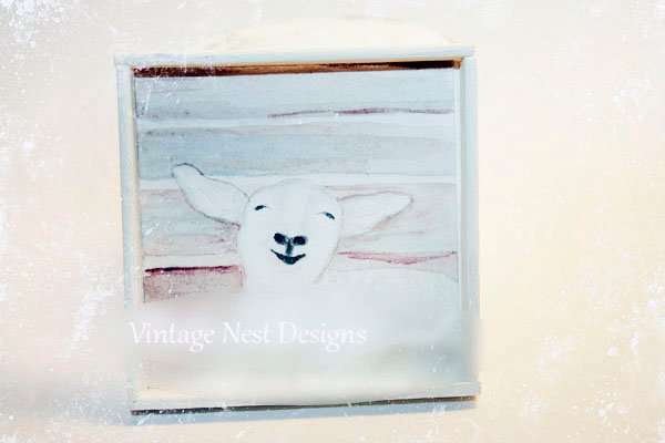 Sheep No.3:1 Dollhouse Miniature Handmade Wooden Framed Art image 1