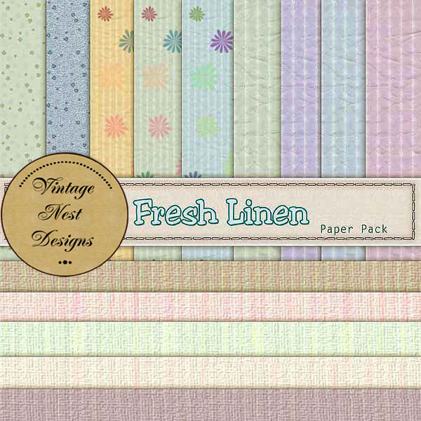 Kit de scrapbooking numérique Fresh Linen Téléchargement instantané
