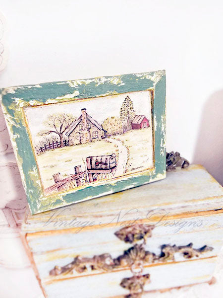 Miniature Country Life No.2-1 Handmade for Dollhouse Wooden Framed Art