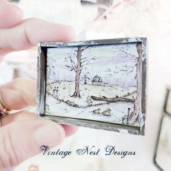 Miniature Country Life N°3 : 1 Accessoires de poupée 1/12ème Cadre en bois pour diorama