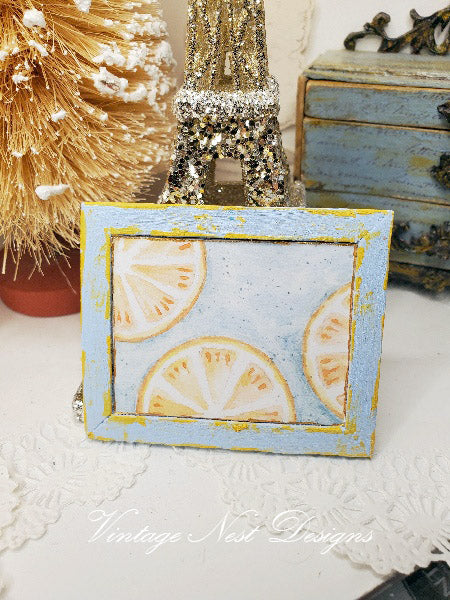 Miniature Oranges No.1:1 Handmade for Dollhouse Wooden Framed Art
