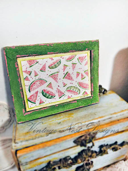 Miniature Watermelon No.1:1 Handmade for Dollhouse Wooden Framed Art