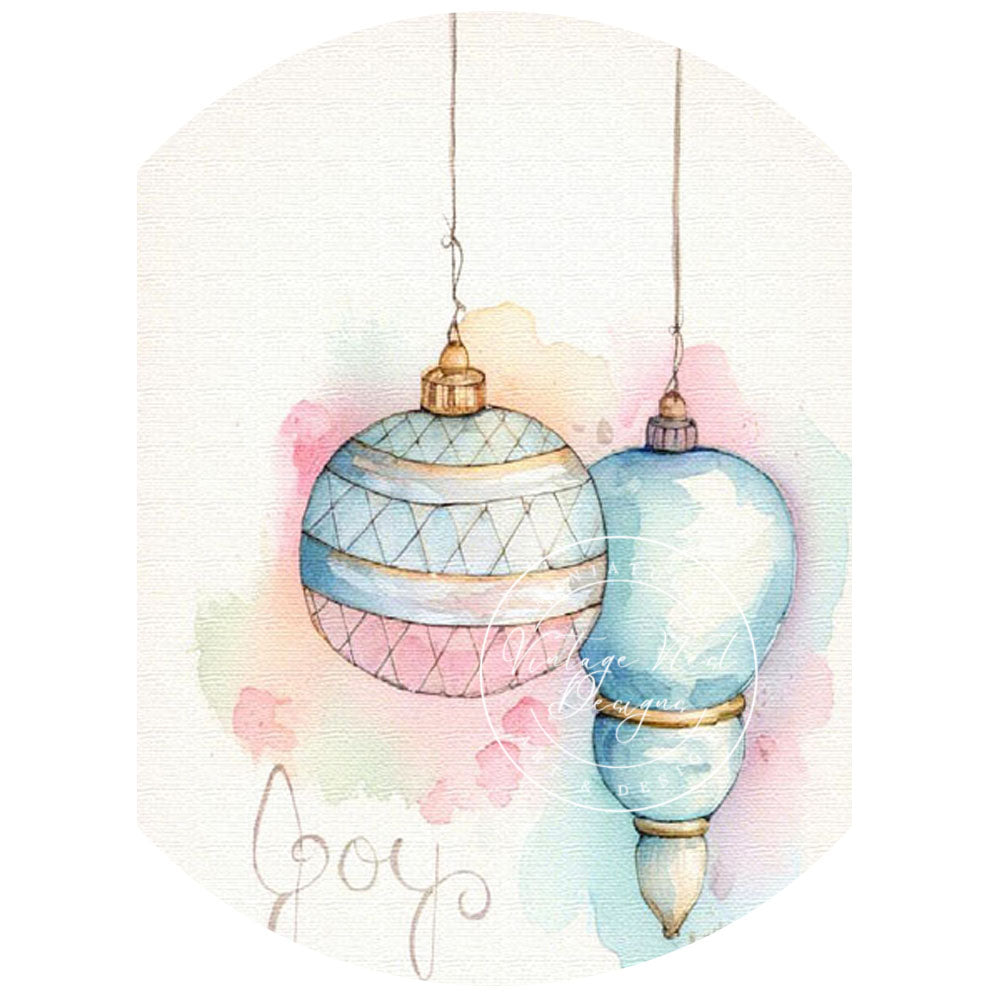 Digital Print Christmas Bulbs No.3:2 Watercolor Painting Instant Download
