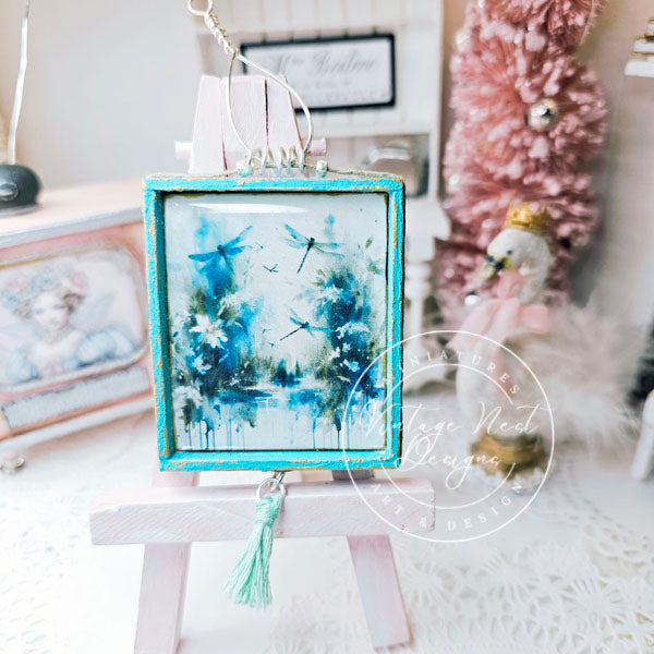 Miniatures Fleurs & Libellule N°1:2 Faites à la main pour Maison de poupée