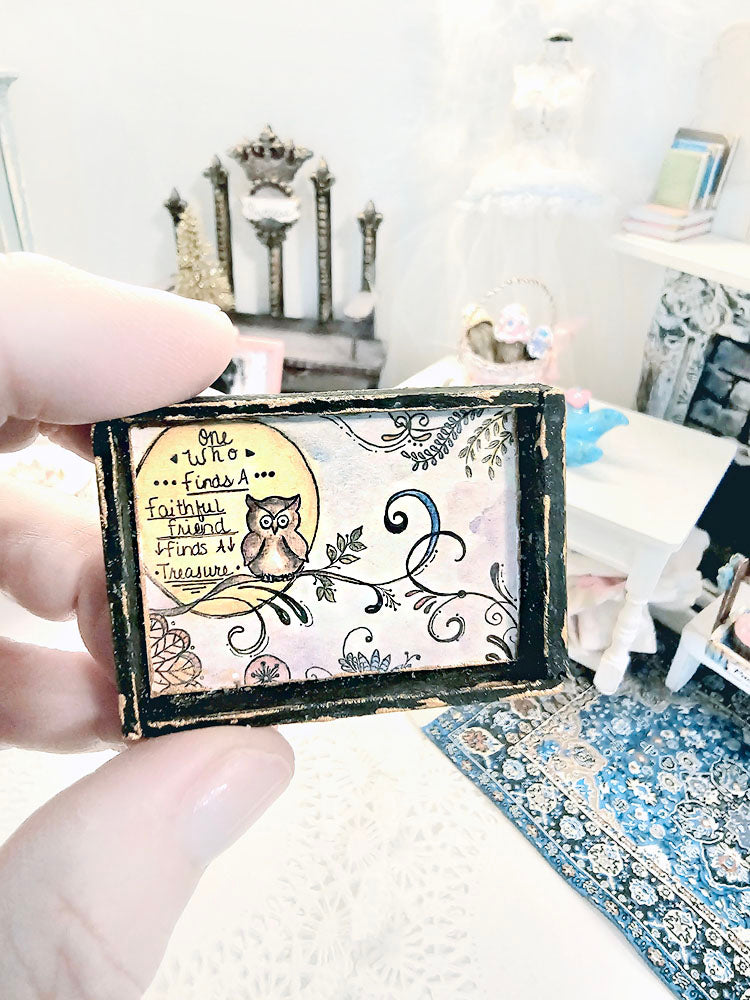 Maison de poupée Miniature Qui ? Hiboux N°2-2 Art Boîte d'ombre échelle 1:12