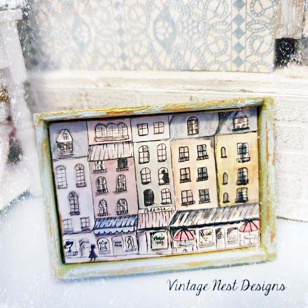 Paris Shopping in the City No.1:2 Dollhouse Miniature Handmade Framed Art
