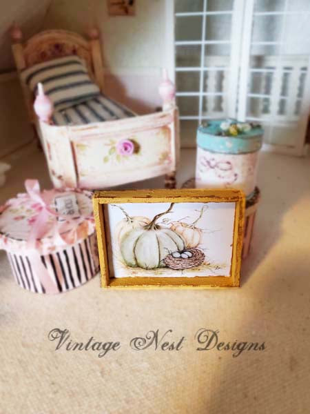 Miniature Pumpkin Patch No.4:2 Handmade for Dollhouse Diorama Shadow Box