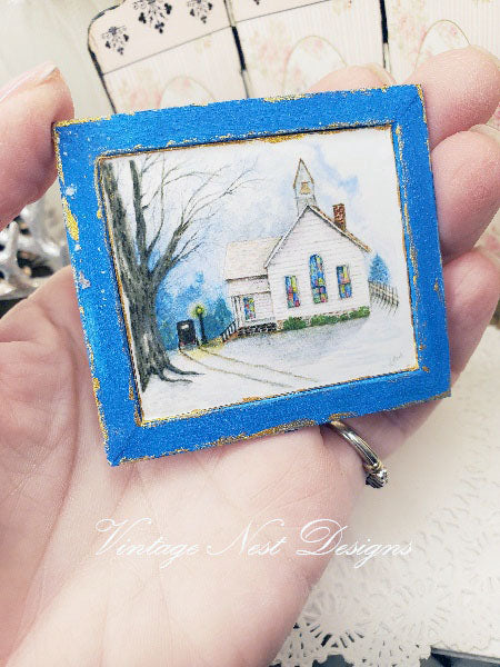 Miniature Sunday Arrival No.1:2 Handmade for Dollhouse Wooden Framed Art