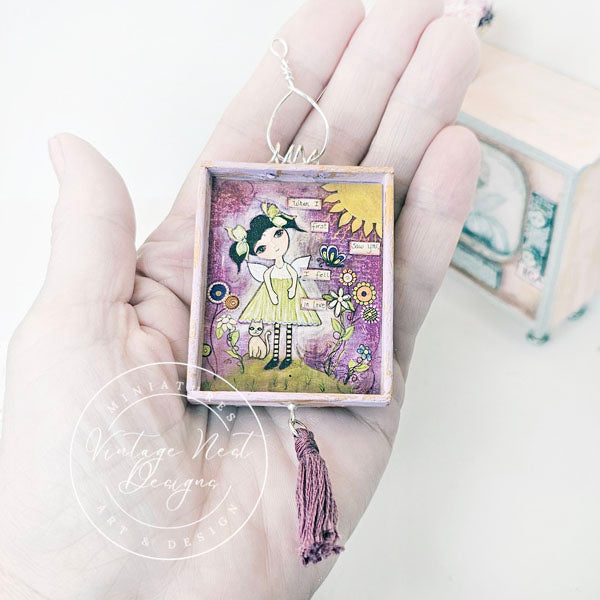 Miniature When I First Saw You No.1:2 Purple Wood Frame Dollhouse Decor Accessory