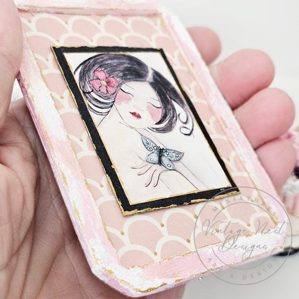 Miniature Asian Woman No.1-3 Art Dollhouse Wall Decor Accessory 1:12 Scale