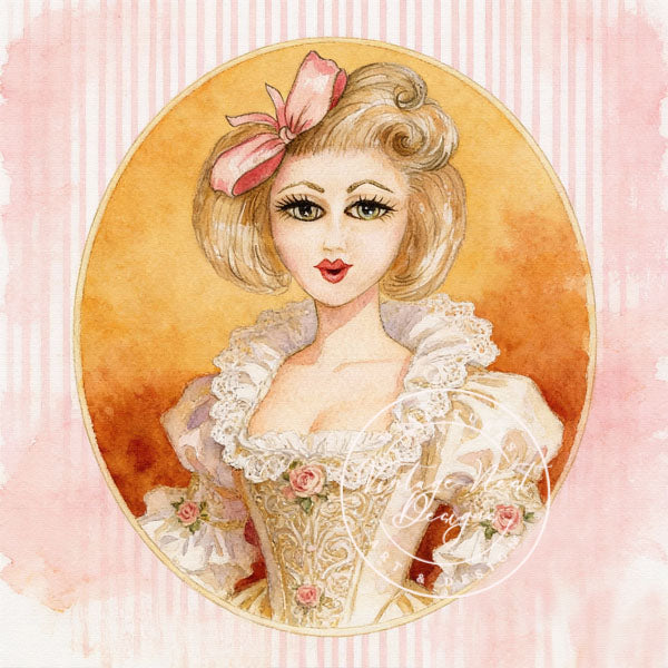 Digital Print 1950’s Gal No.2 Watercolor Instant Download