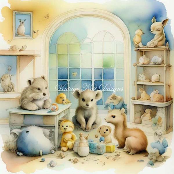 Digital Prints A Babies Room No.1 Scrapbooking Illustration Instant Download