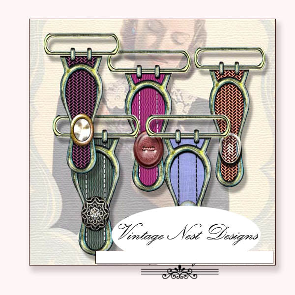 Digital Scrapbooking Antique Garter Parts No.1 Instant Download
