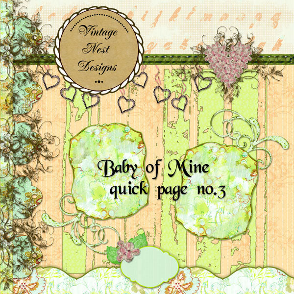 Digital Scrapbooking Baby of Mine Girls Quick Page No.3 Instant Download