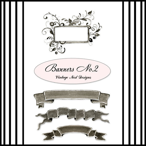 Digital Scrapbooking Banner Flourishes No.2 Instant Download