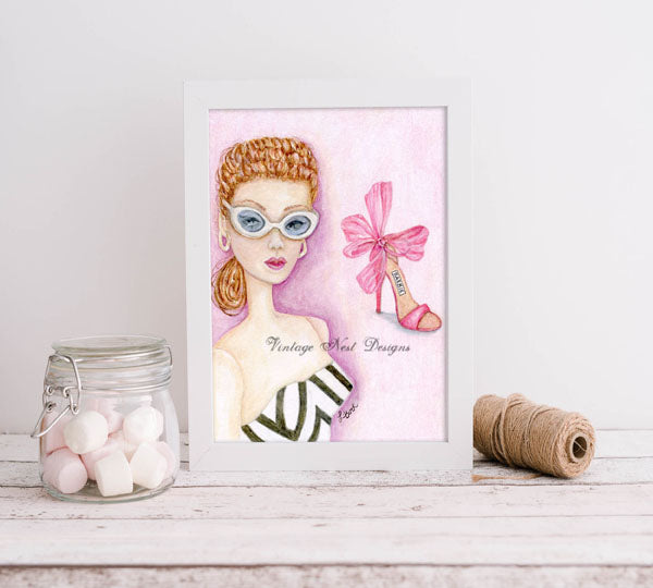 Barbie Puppe Nr. 11 Digitaldruck Aquarellmalerei
