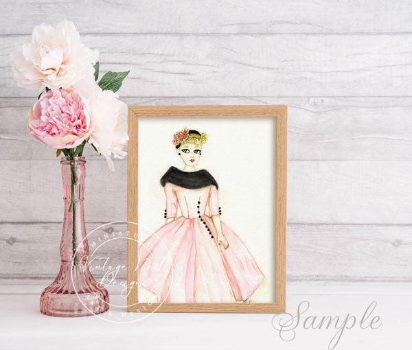 Barbie Puppe Nr. 3 Digitaldruck Aquarellmalerei