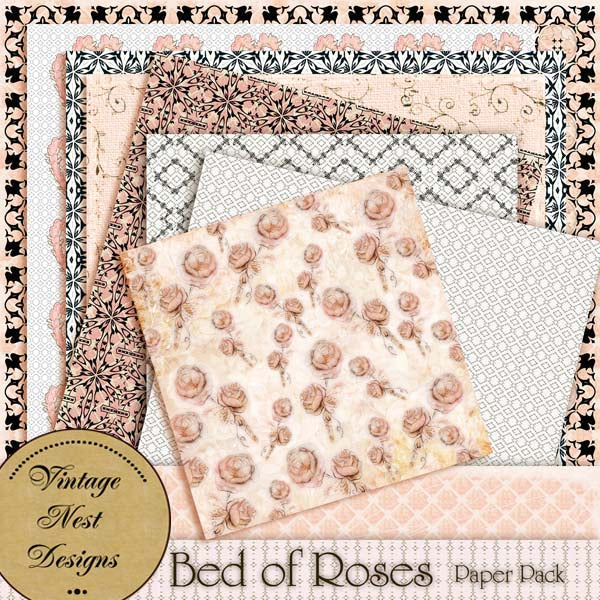 Digital Scrapbooking Bed of Roses Scrapbooking Kit Instant Download
