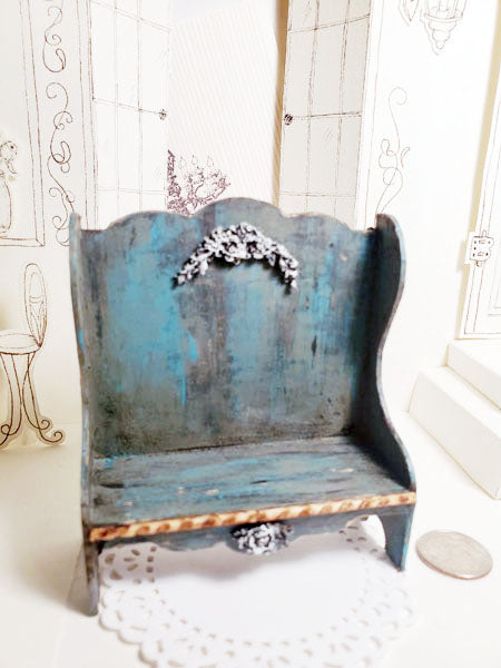 Old Bench No.5 Dollhouse Miniature Handmade