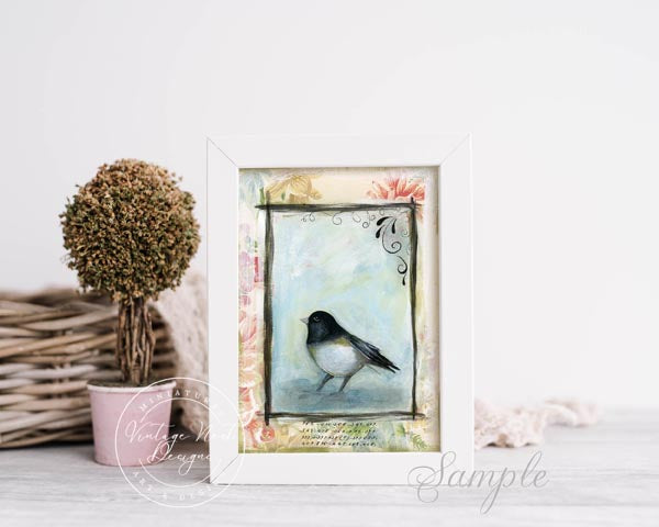 Bird Nest Black Frame No.1 Digital Prints Acrylic Painting