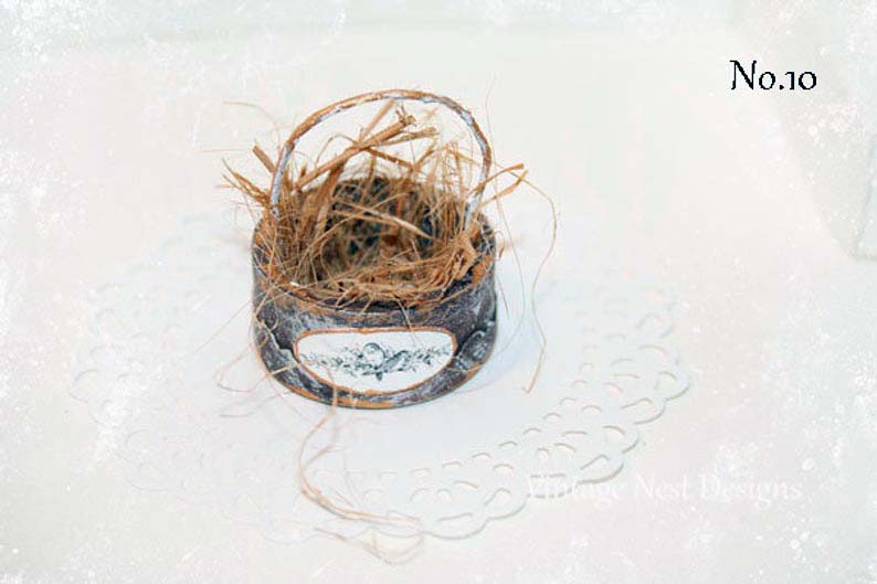Nid pour oiseaux rond n°4 Miniature de maison de poupée Fait main